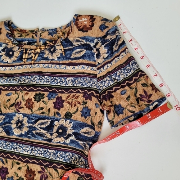 Vtg John Roberts 90s‎ Florla Multicolored Maxi Dress Size 8 Beaded - Picture 12 of 12